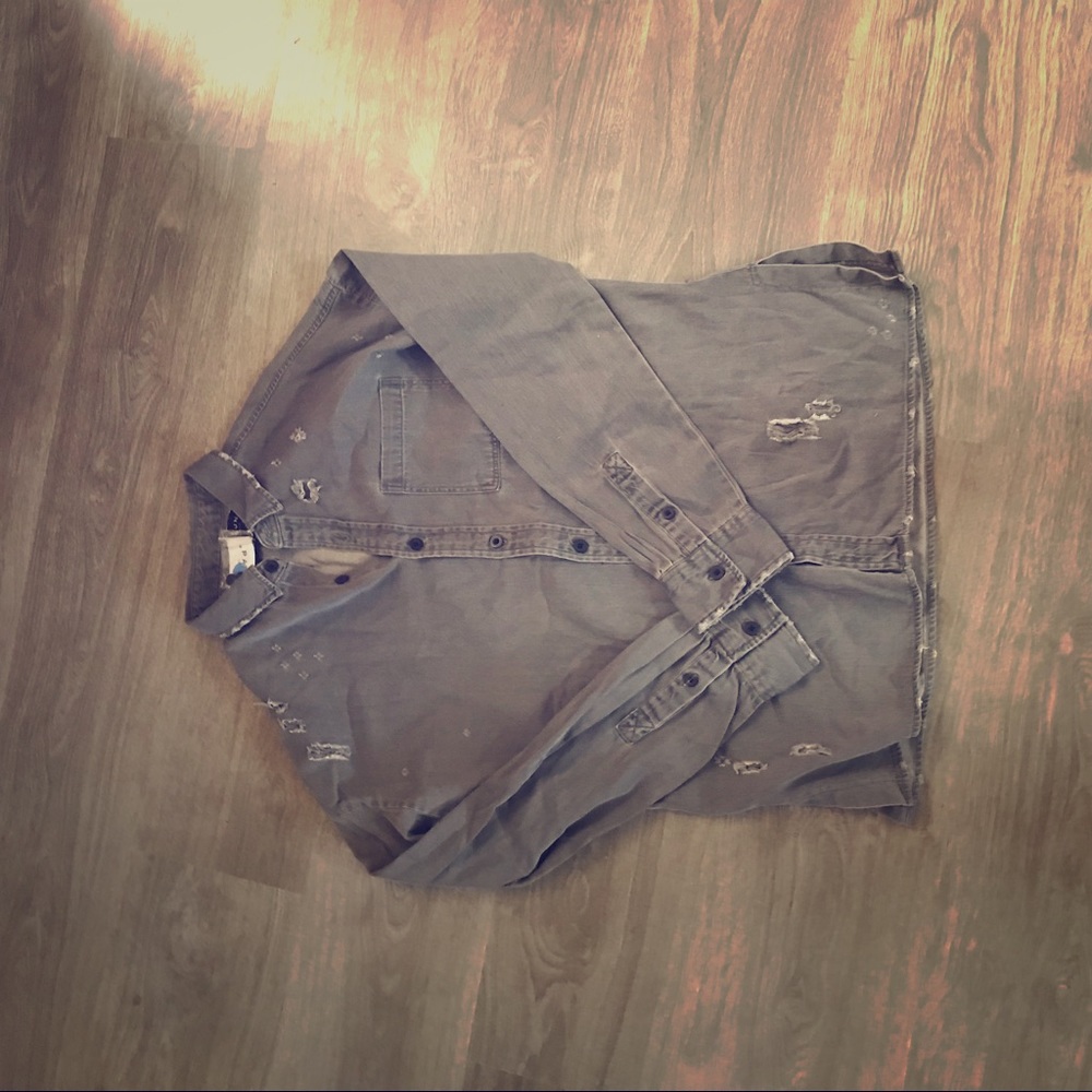 Mens button up shirt w/ holes-brand new